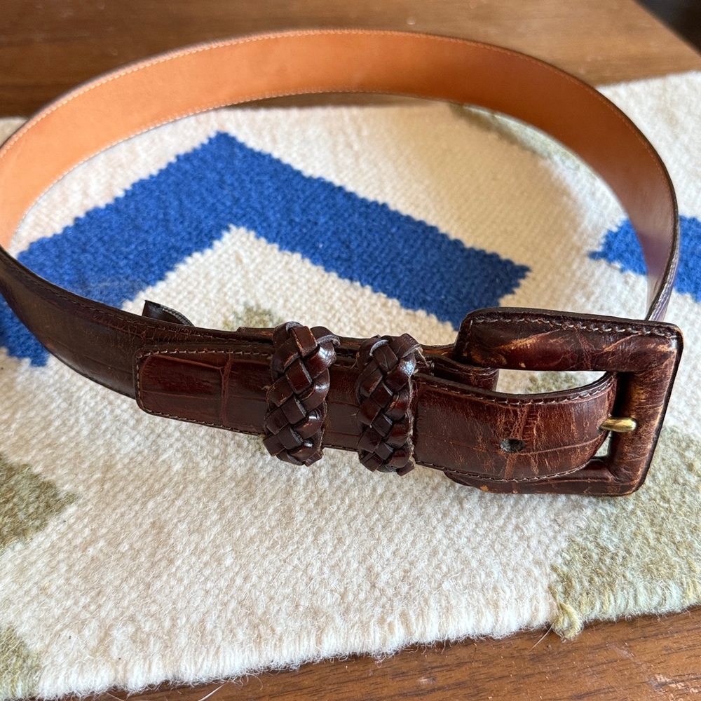Brighton Brown Leather Belt with crocodile texture